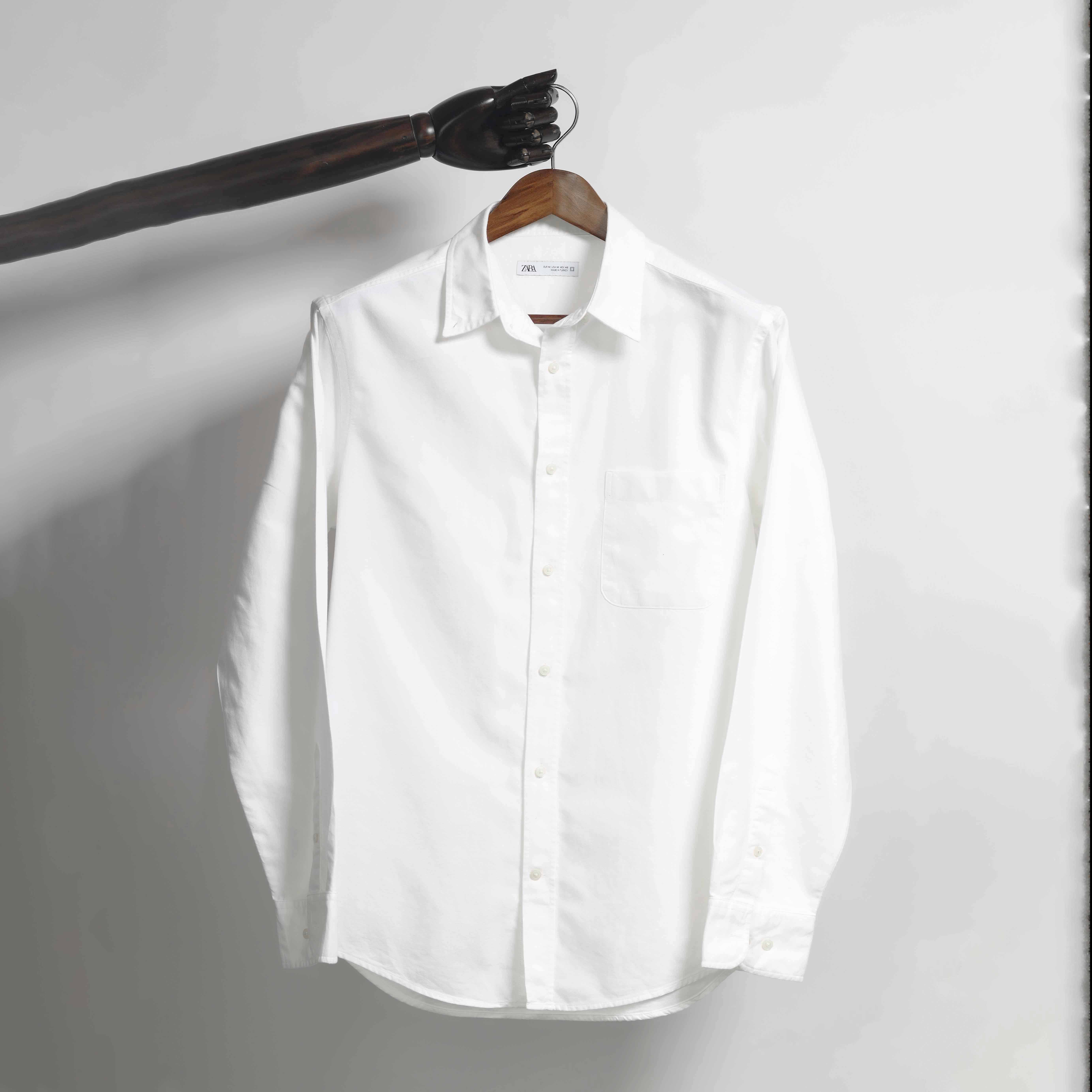 zara white long shirt