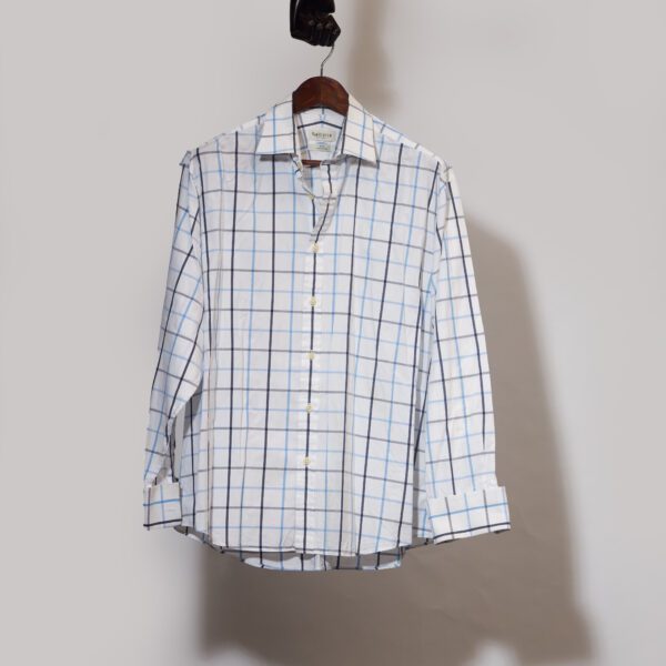 Vanheusen Window-Pane Cufflink Shirt(3XL)