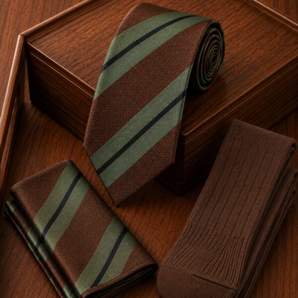 Light Green Striped Tie set